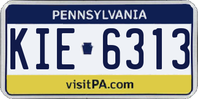 PA license plate KIE6313