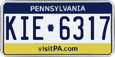 PA license plate KIE6317