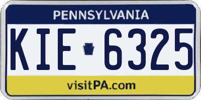 PA license plate KIE6325
