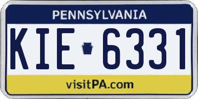 PA license plate KIE6331