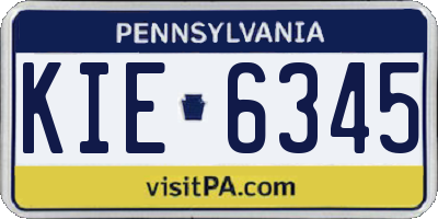 PA license plate KIE6345