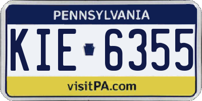 PA license plate KIE6355