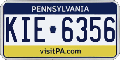 PA license plate KIE6356
