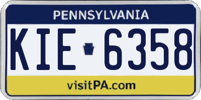 PA license plate KIE6358