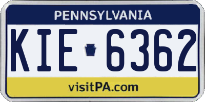 PA license plate KIE6362