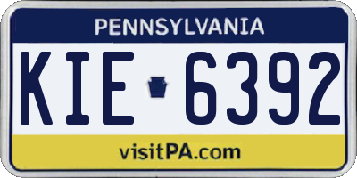 PA license plate KIE6392