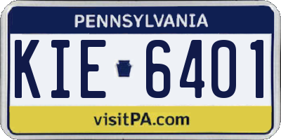 PA license plate KIE6401
