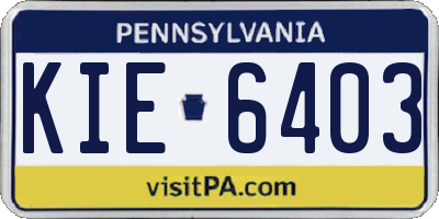PA license plate KIE6403