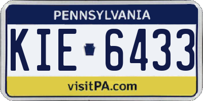 PA license plate KIE6433