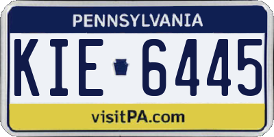 PA license plate KIE6445