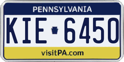 PA license plate KIE6450