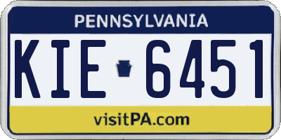 PA license plate KIE6451