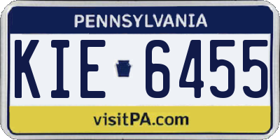PA license plate KIE6455