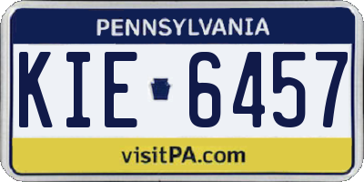 PA license plate KIE6457
