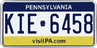 PA license plate KIE6458