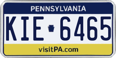 PA license plate KIE6465