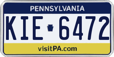 PA license plate KIE6472
