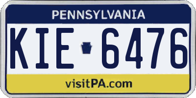 PA license plate KIE6476