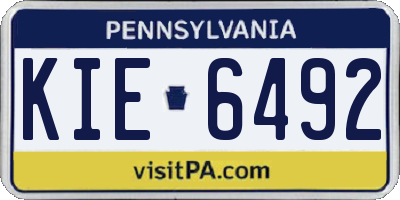 PA license plate KIE6492