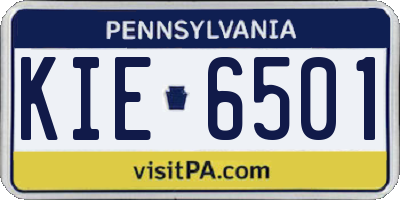 PA license plate KIE6501