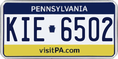 PA license plate KIE6502