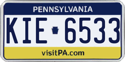 PA license plate KIE6533