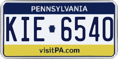 PA license plate KIE6540