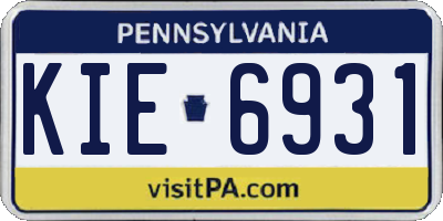 PA license plate KIE6931