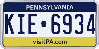 PA license plate KIE6934