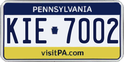 PA license plate KIE7002