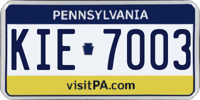 PA license plate KIE7003