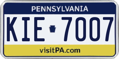 PA license plate KIE7007