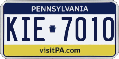 PA license plate KIE7010