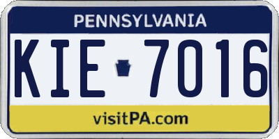 PA license plate KIE7016