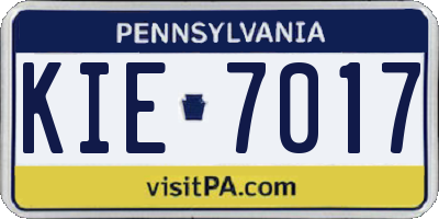 PA license plate KIE7017