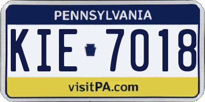 PA license plate KIE7018
