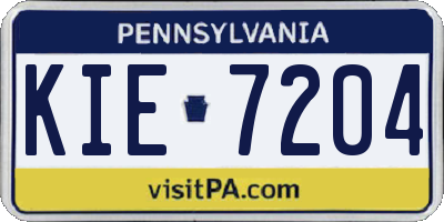PA license plate KIE7204