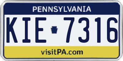 PA license plate KIE7316