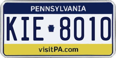 PA license plate KIE8010