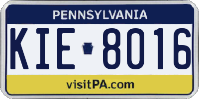 PA license plate KIE8016