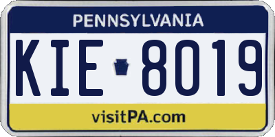 PA license plate KIE8019