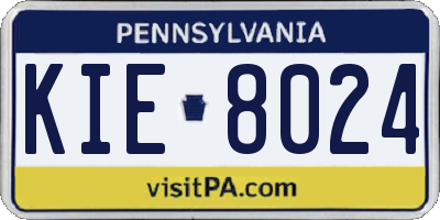 PA license plate KIE8024