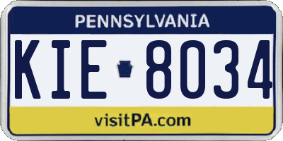 PA license plate KIE8034