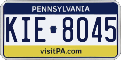 PA license plate KIE8045