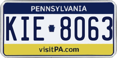 PA license plate KIE8063