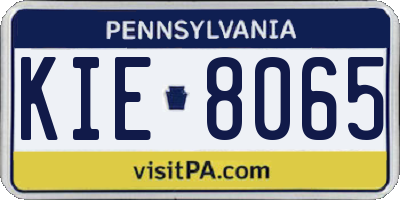 PA license plate KIE8065
