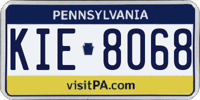 PA license plate KIE8068