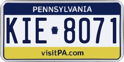 PA license plate KIE8071