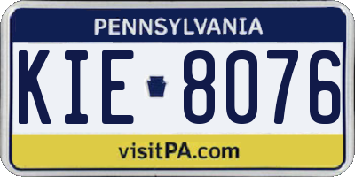 PA license plate KIE8076