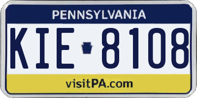 PA license plate KIE8108